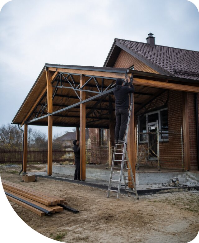 Пристройка навеса к дому и участку в Кушве под ключ